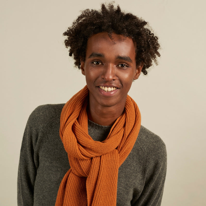 Cashmere Blend Unisex Scarf in Rust Orange, from Catherine Tough