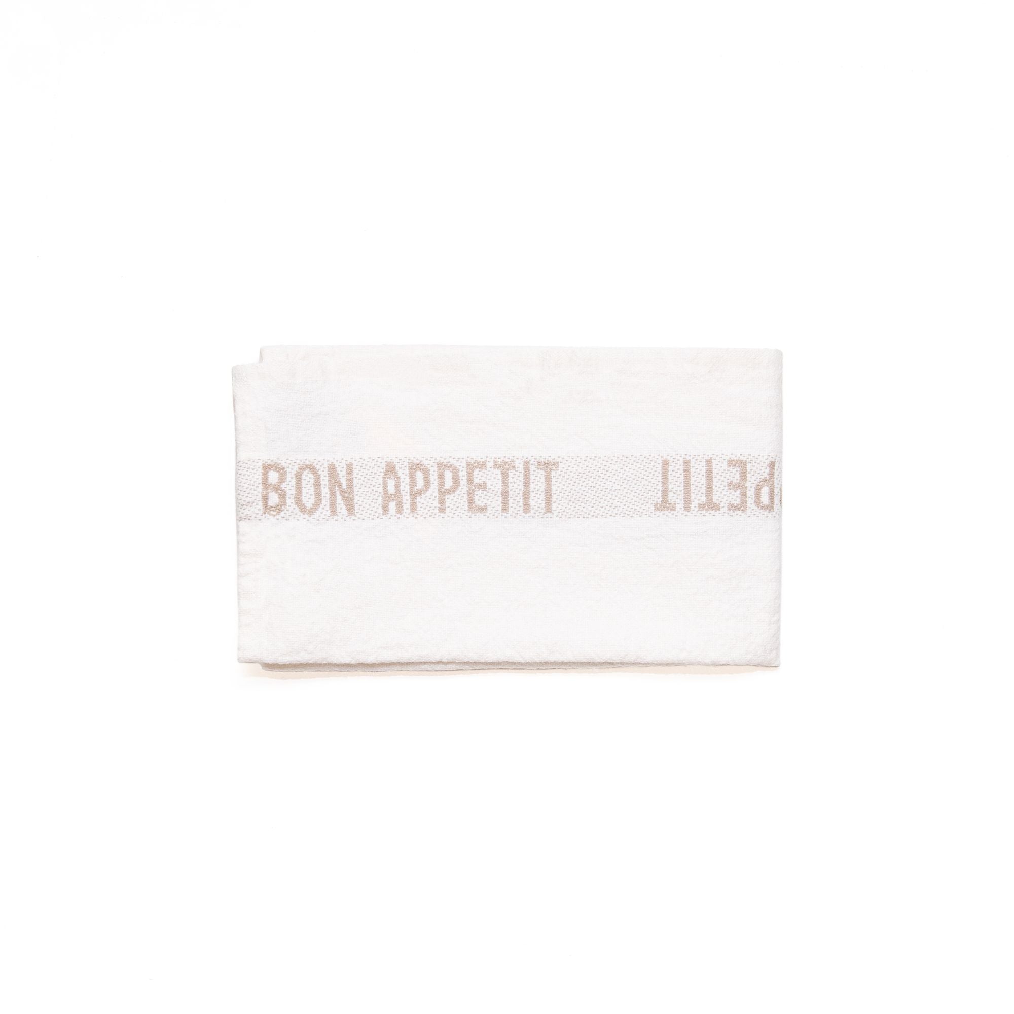 Bon Appetit Tea Towel in White Linen, from Charvet Editions