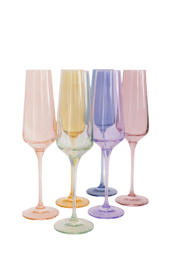 Champagne Flute Pastel Mixed Set of 6, from Estelle