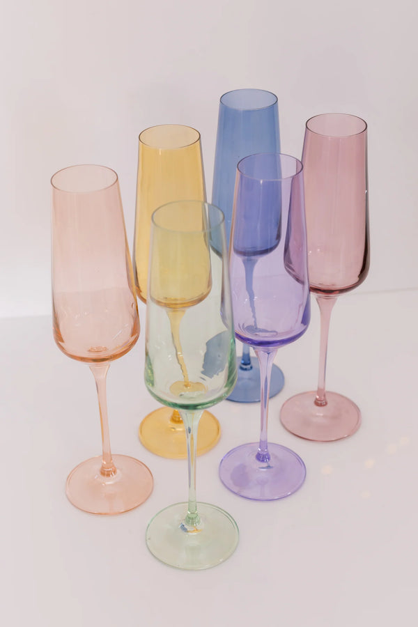 Champagne Flute Pastel Mixed Set of 6, from Estelle