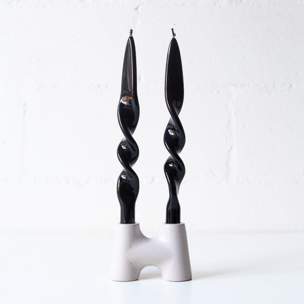 Set of 2 Spiral Candles in Black, from Graziani