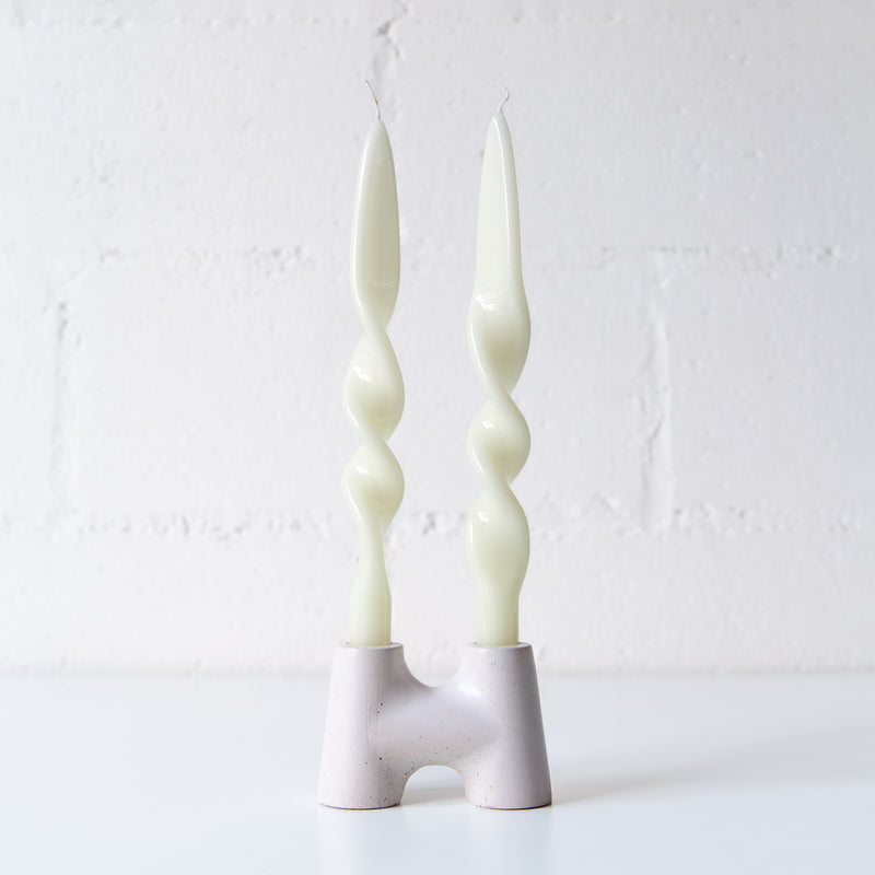 Set of 2 Spiral Candles in Cream, from Graziani