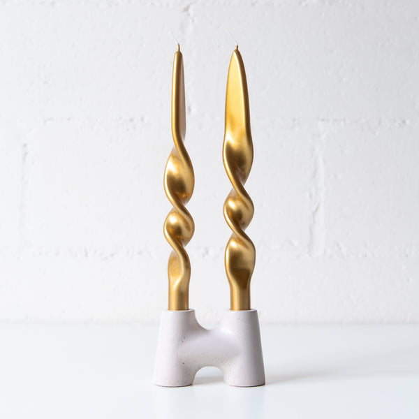 Set of 2 Spiral Candles in Gold, from Graziani