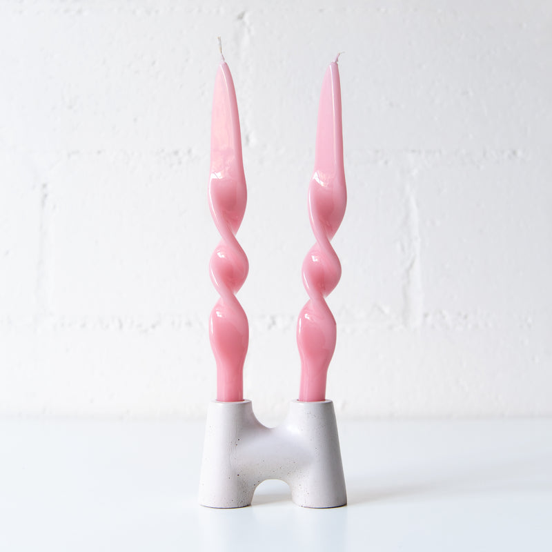 Set of 2 Spiral Candles in Pink, from Graziani