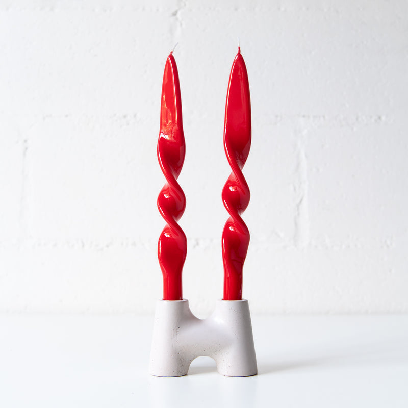 Set of 2 Spiral Candles in Red, from Graziani