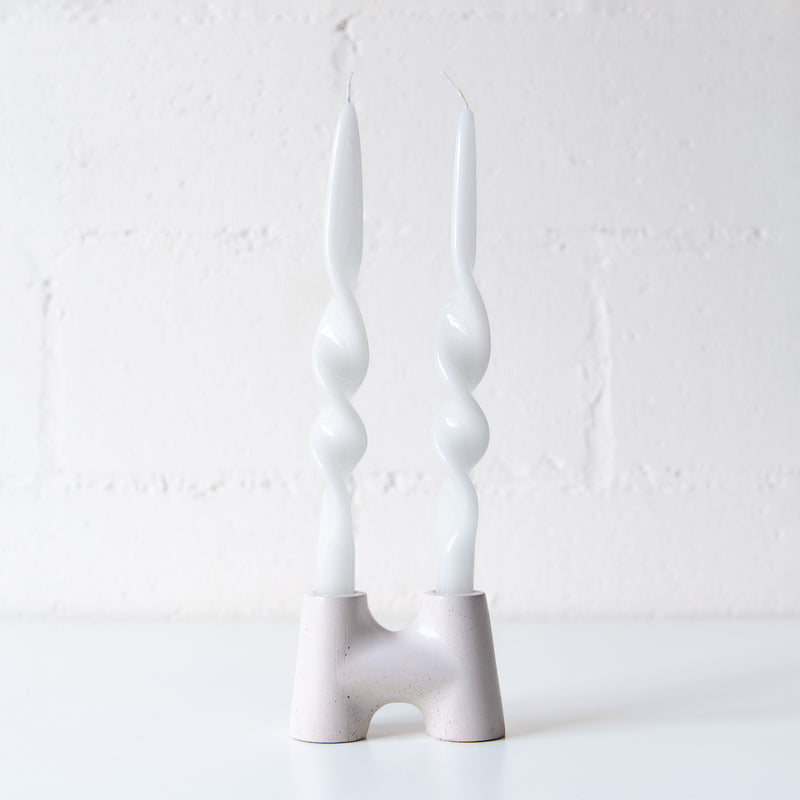 Set of 2 Spiral Candles in White, from Graziani