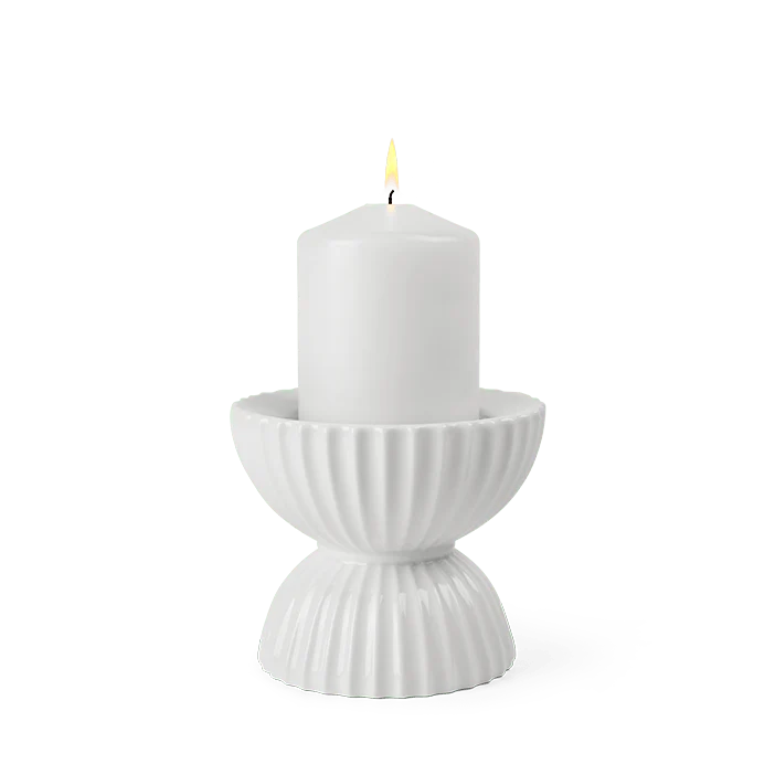 Small Tura Candleholder in White, from Lyngby Porcelaen