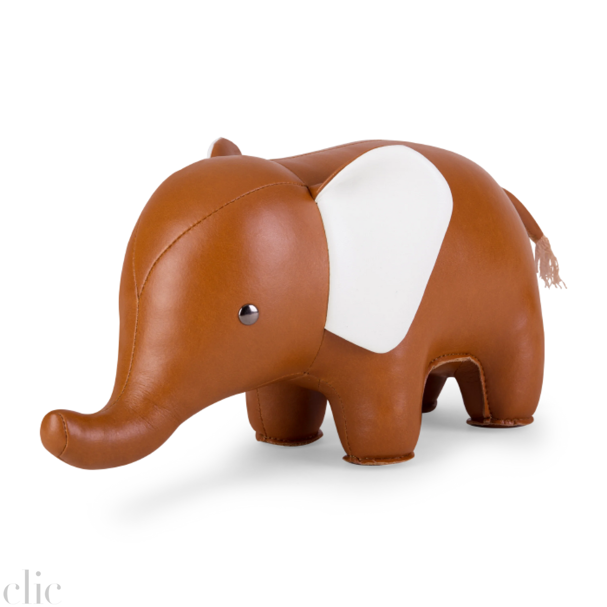 Elephant Bookend in Tan and White