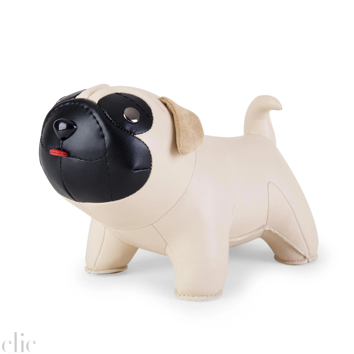 Pug Bookend in Wheat and Black