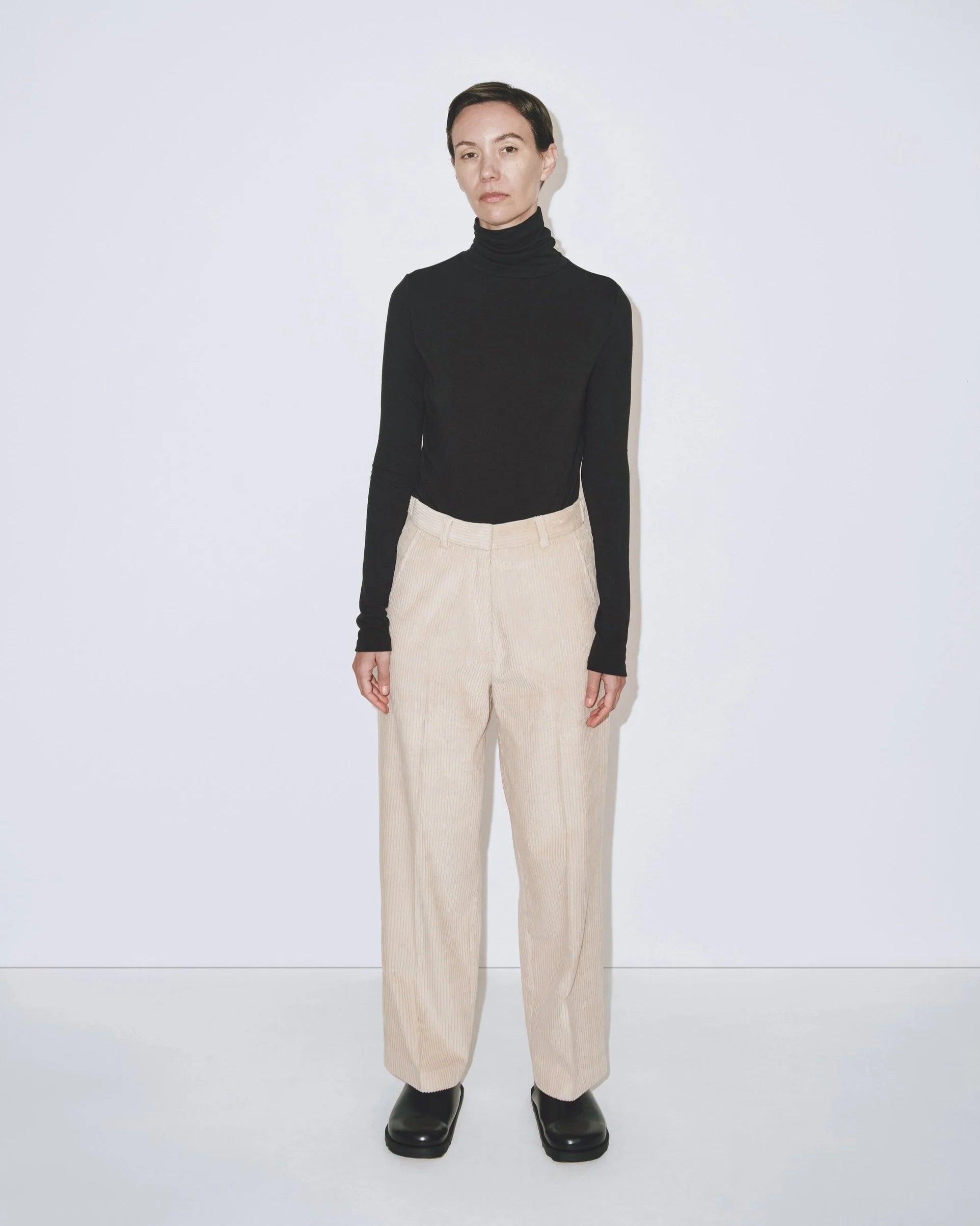 Roll Neck Jersey Top in Black, from Mijeong Park