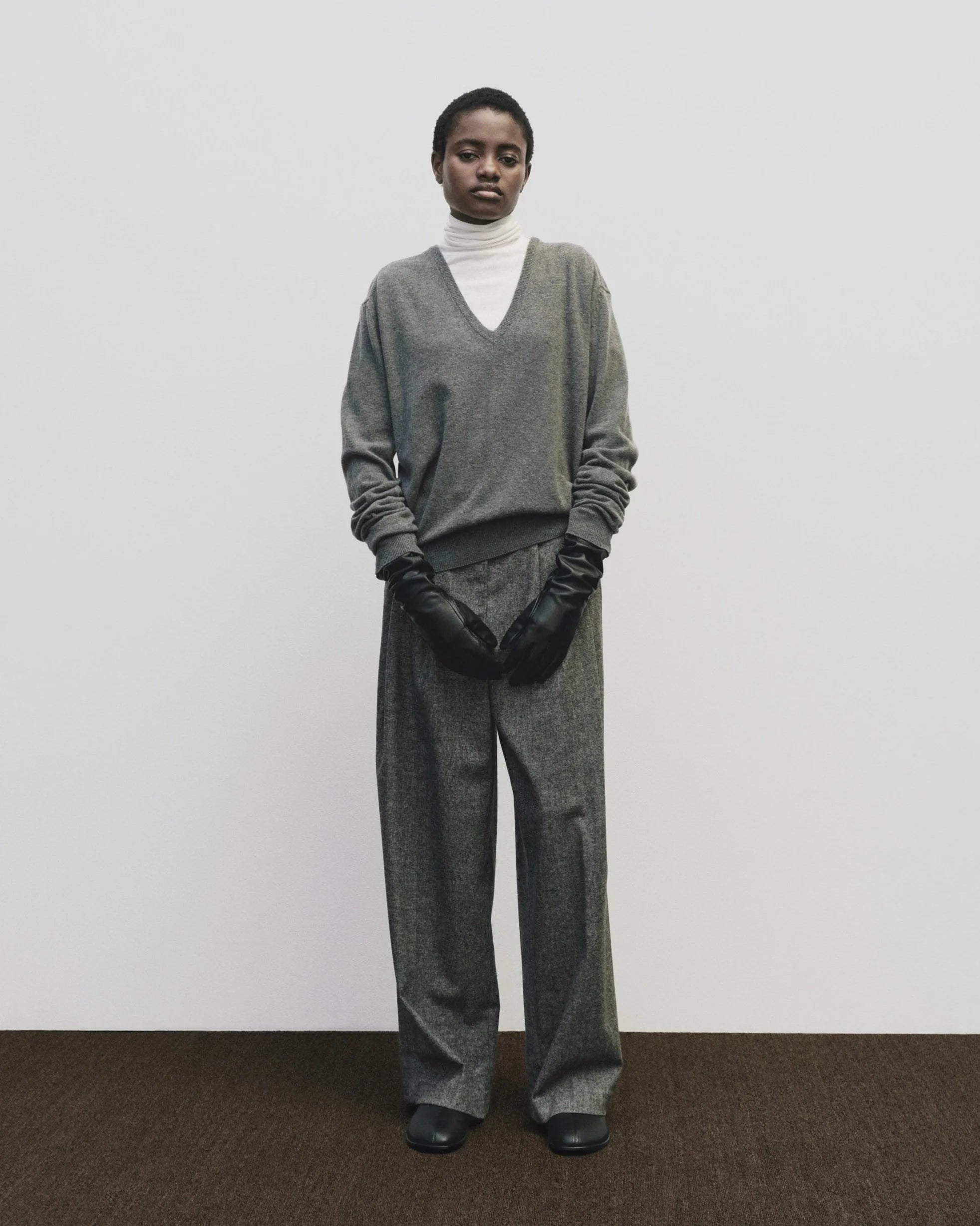 Cashmere Blend V Neck Knit in Gray, from Mijeong Park