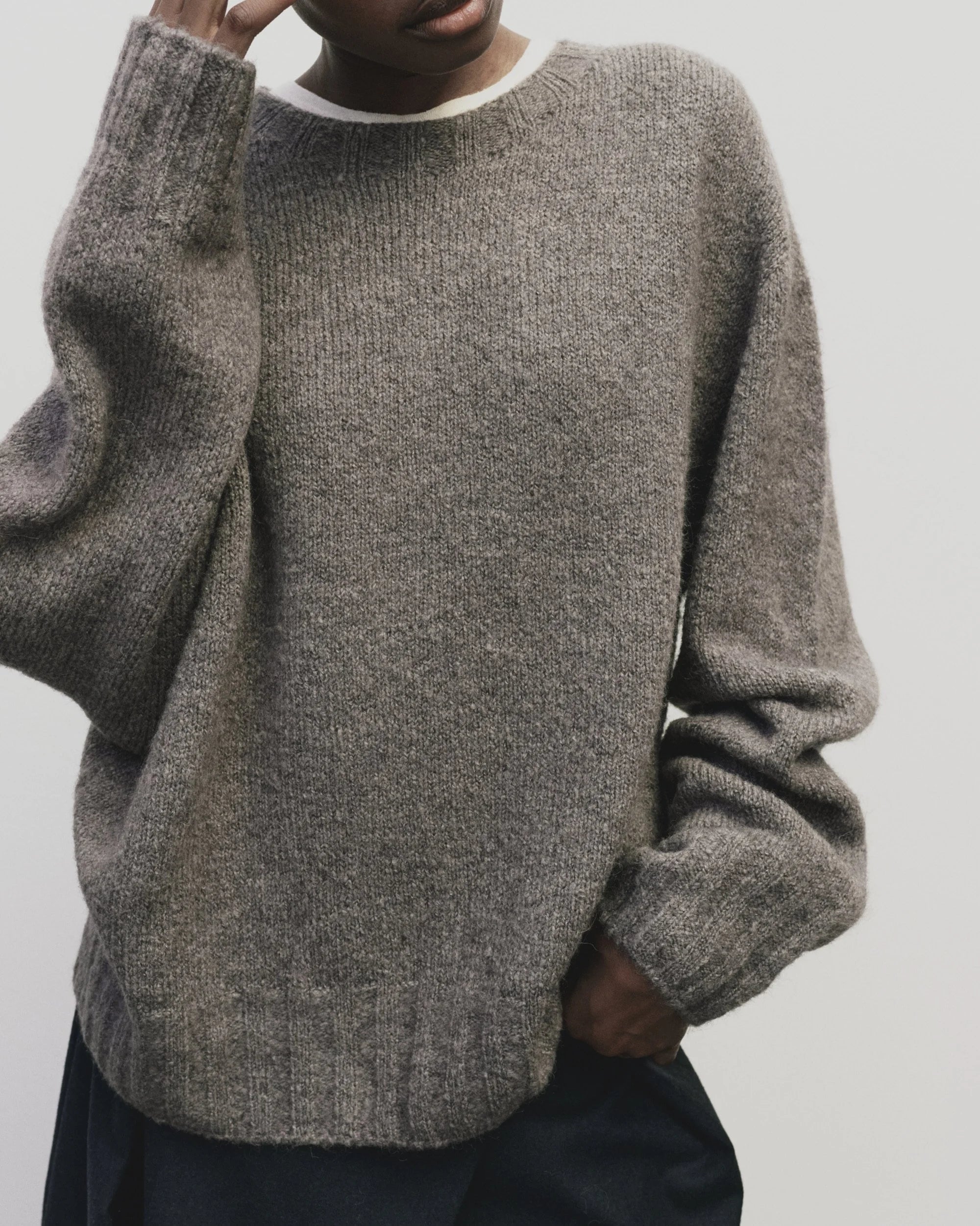 Alpaca Blend Wholegarment Knit in Gray, from Mijeong Park