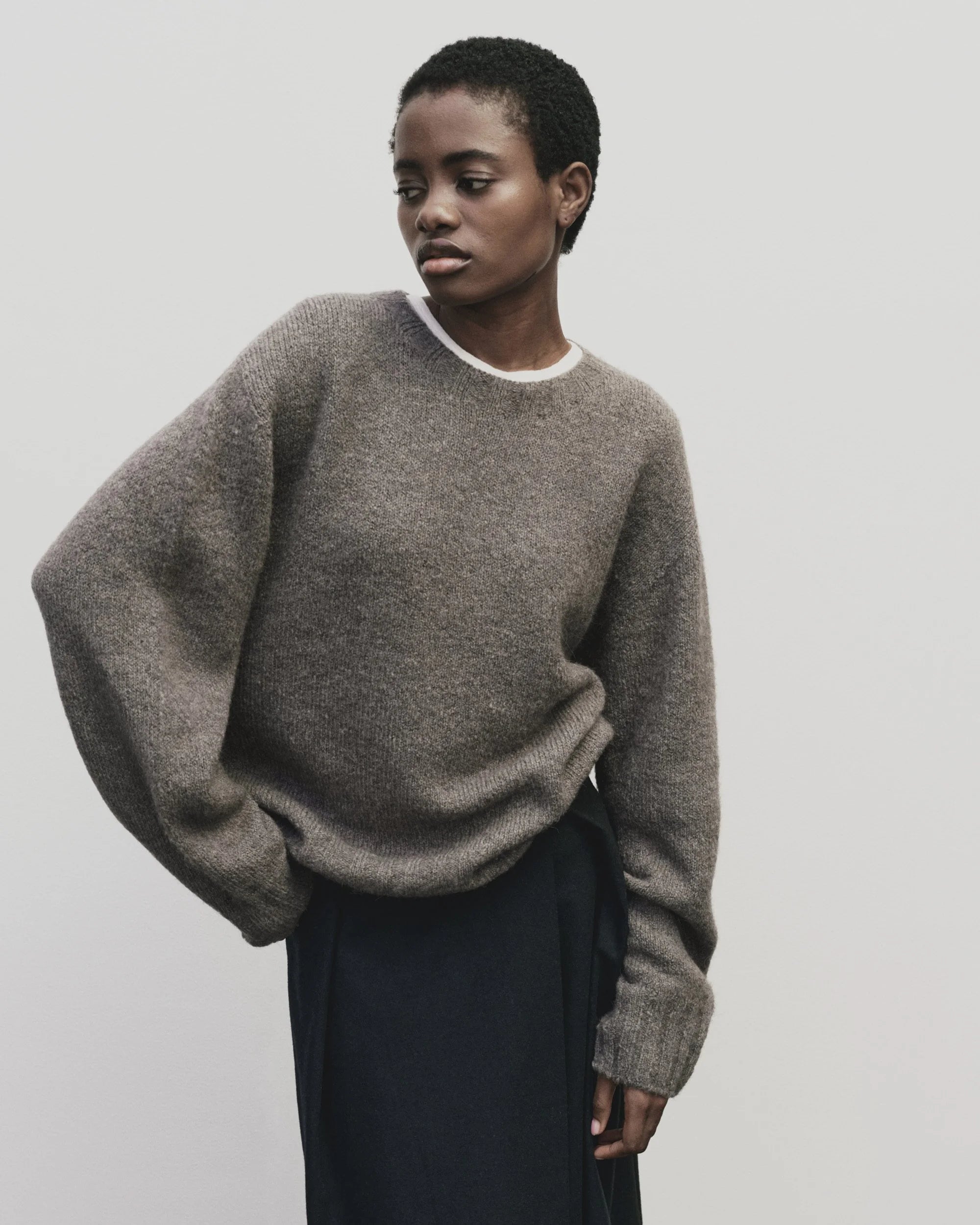 Alpaca Blend Wholegarment Knit in Gray, from Mijeong Park