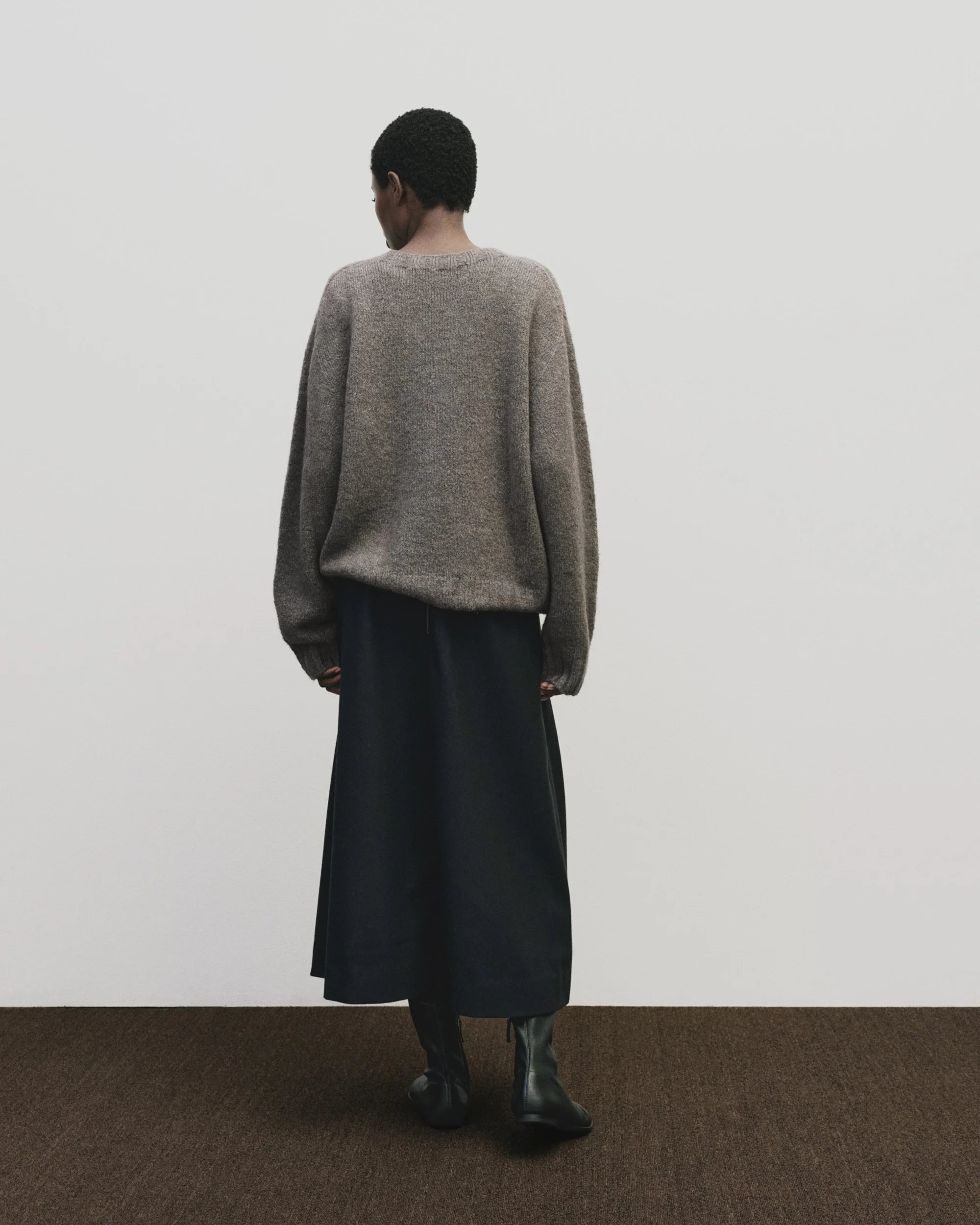 Alpaca Blend Wholegarment Knit in Gray, from Mijeong Park