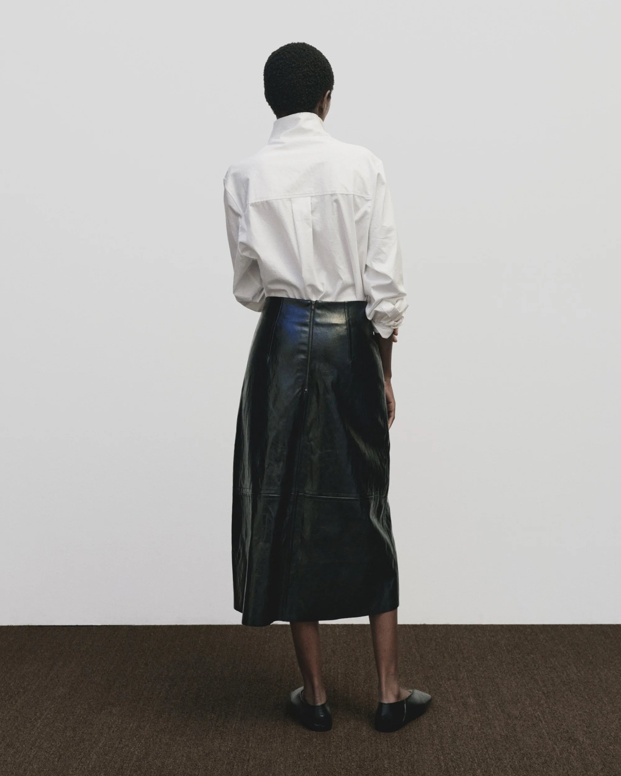 Faux Leather Skirt in Black, from Mijeong Park