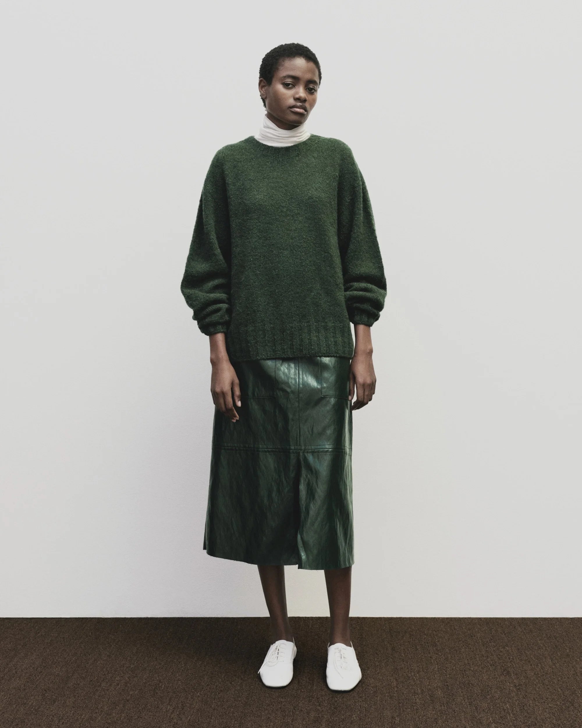 Faux Leather Skirt in Green, from Mijeong Park