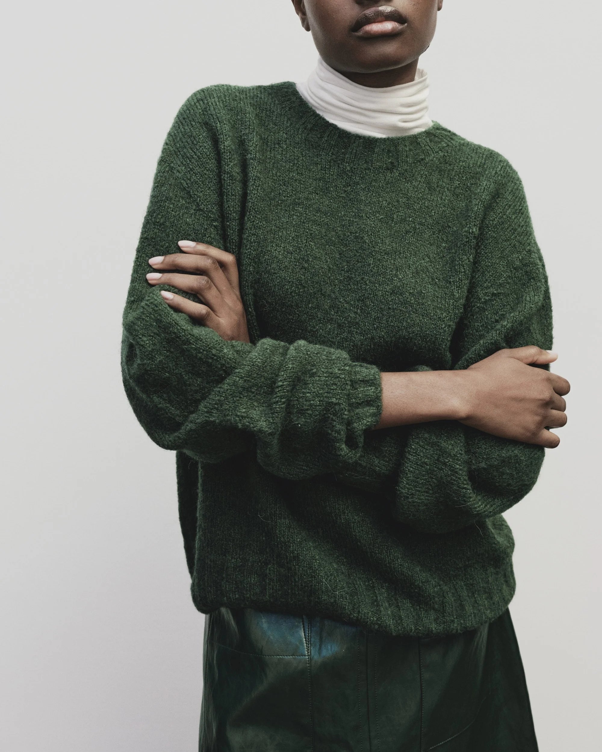 Alpaca Blend Wholegarment Knit in Green, from Mijeong Park