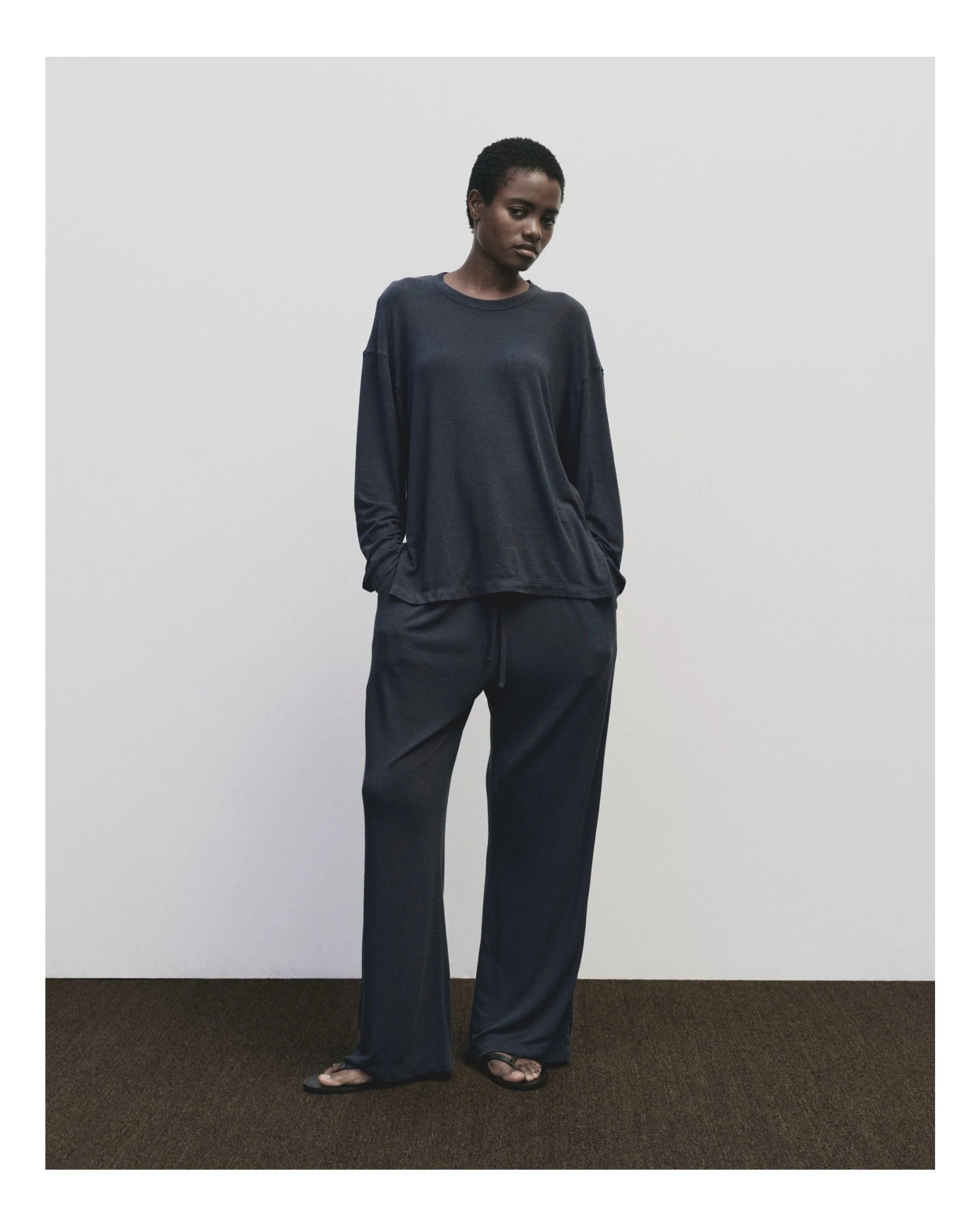 Wool Cotton Jersey T-shirt in Navy, from Mijeong Park