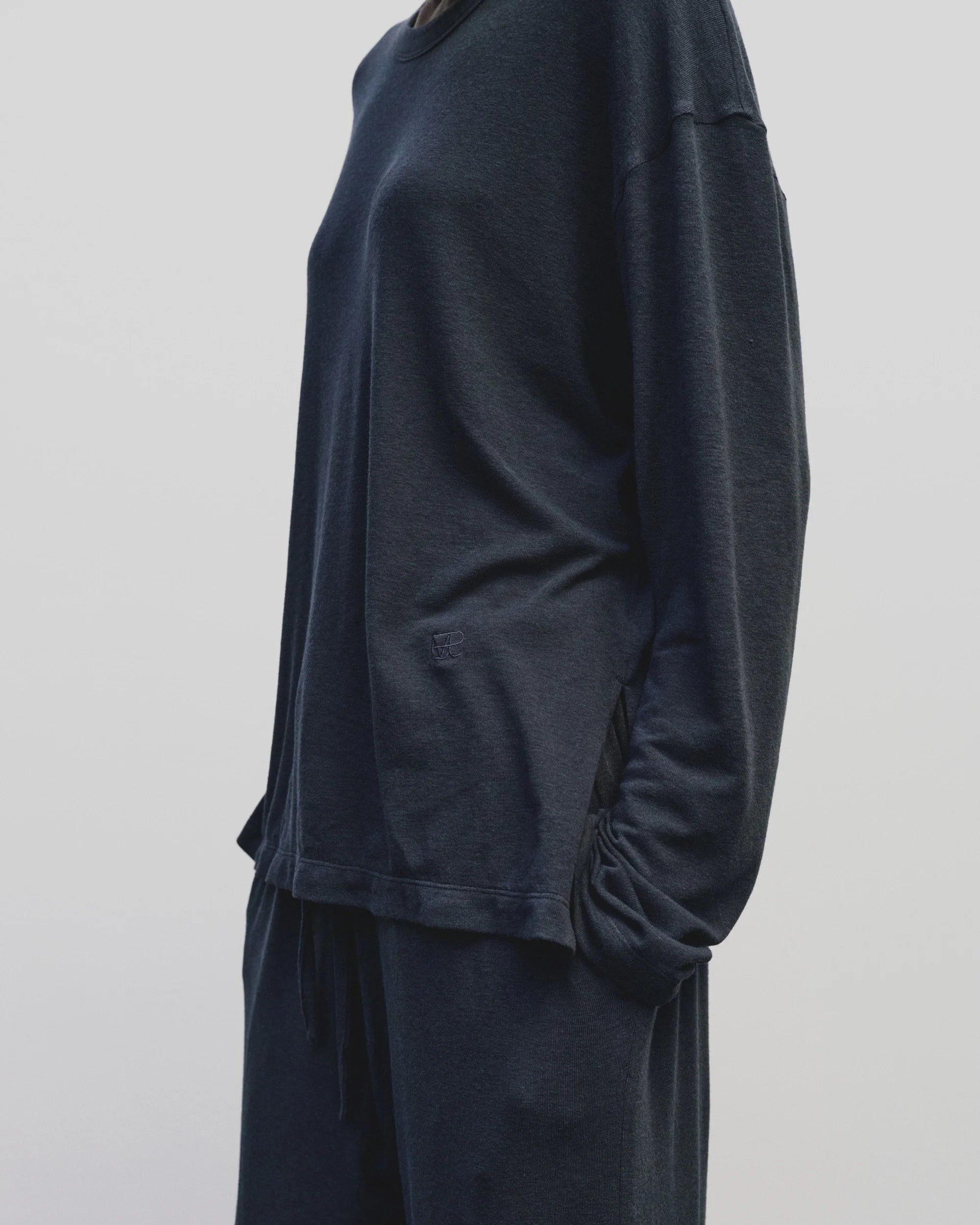 Wool Cotton Jersey T-shirt in Navy, from Mijeong Park