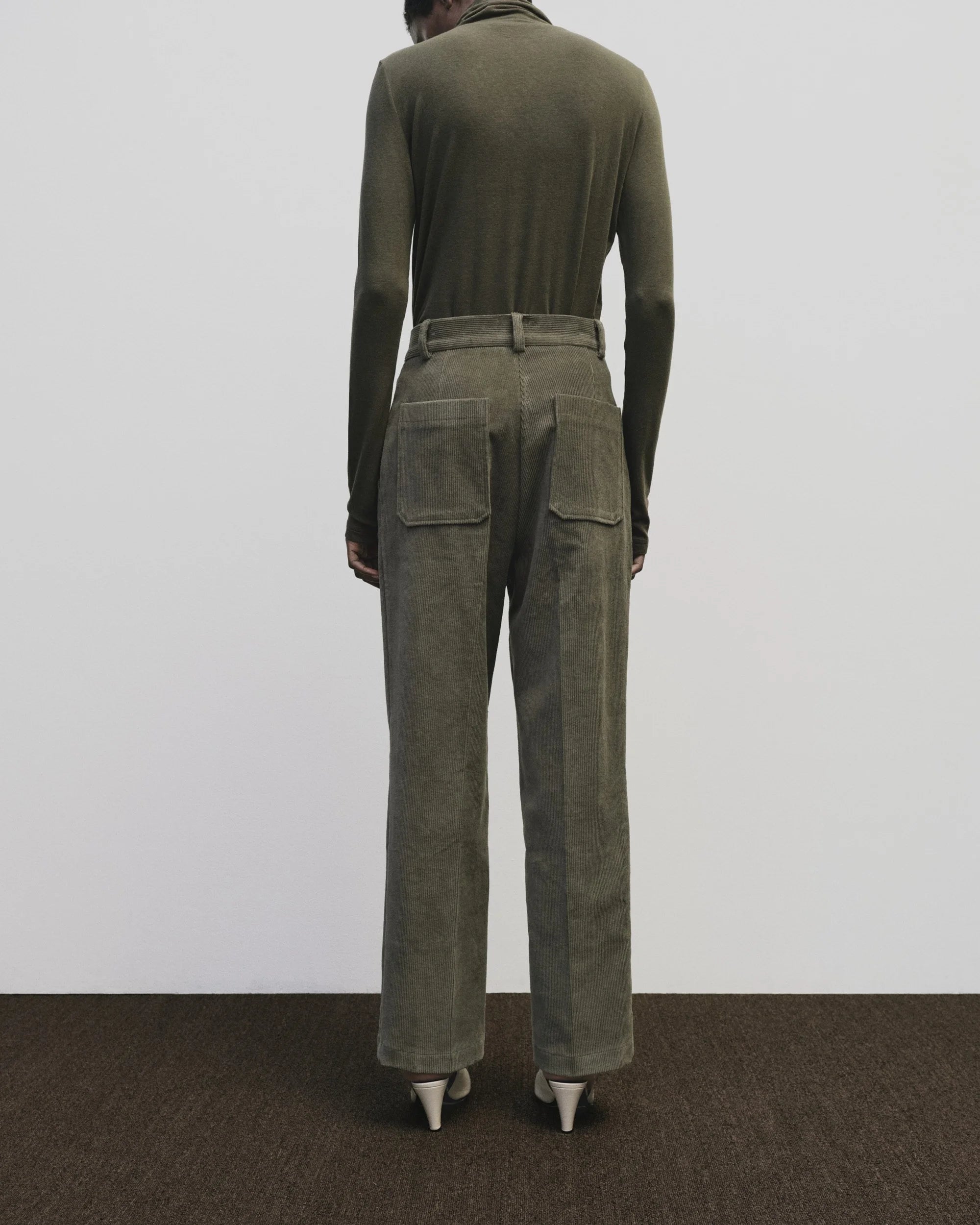 Roll Neck Jersey in Light Olvie, from Mijeong Park