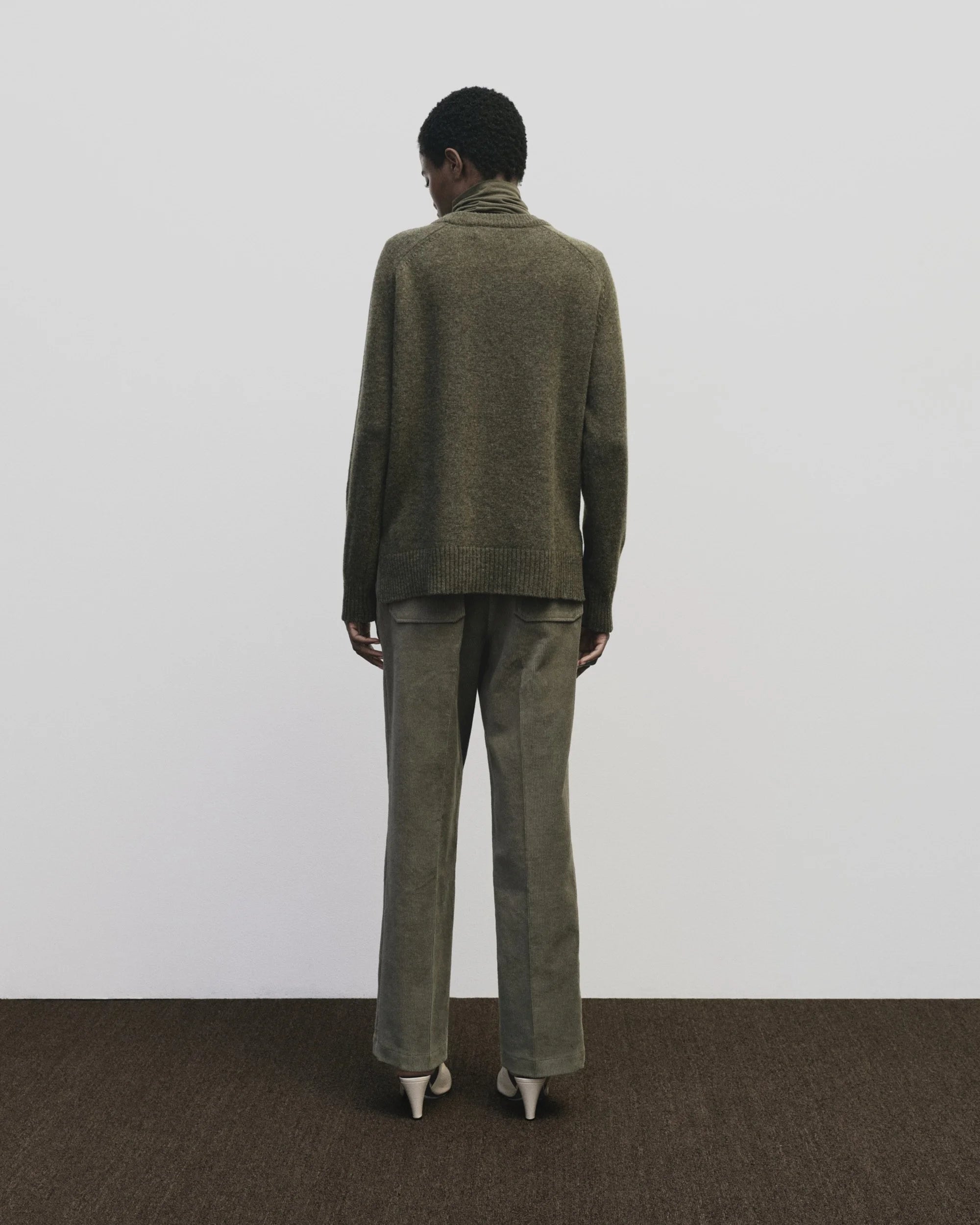 Cashmere Blend Crewneck Knit in Olive, from Mijeong Park