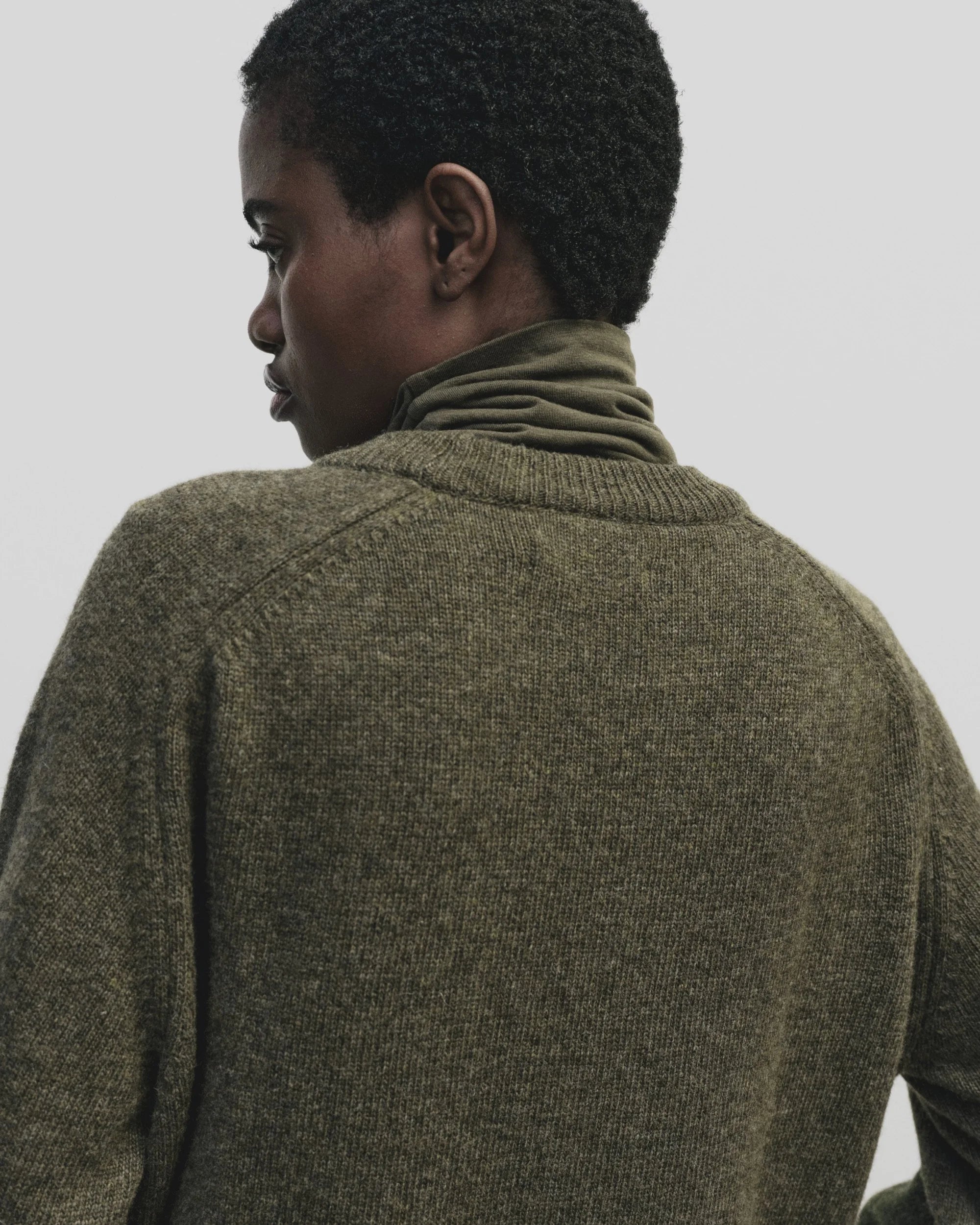 Cashmere Blend Crewneck Knit in Olive, from Mijeong Park