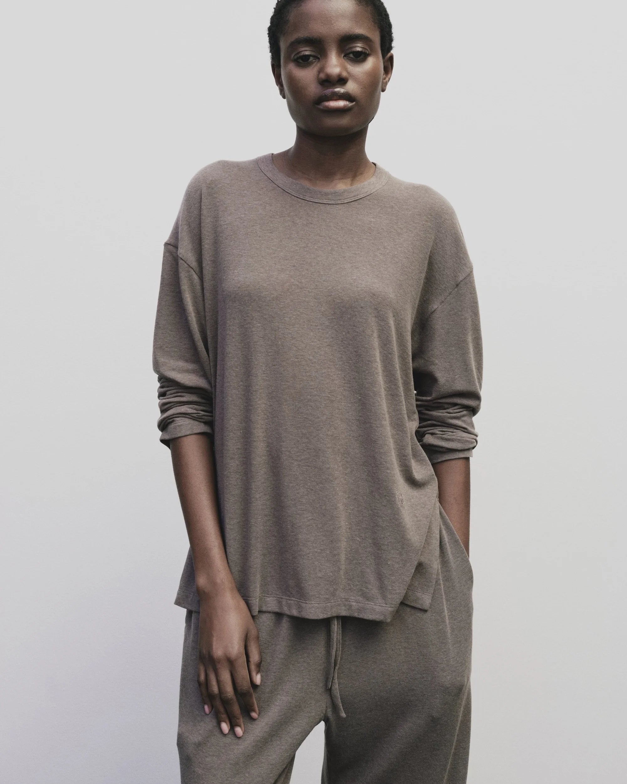 Wool Cotton Jersey T-Shirt in Mocha, from Mijeong Park