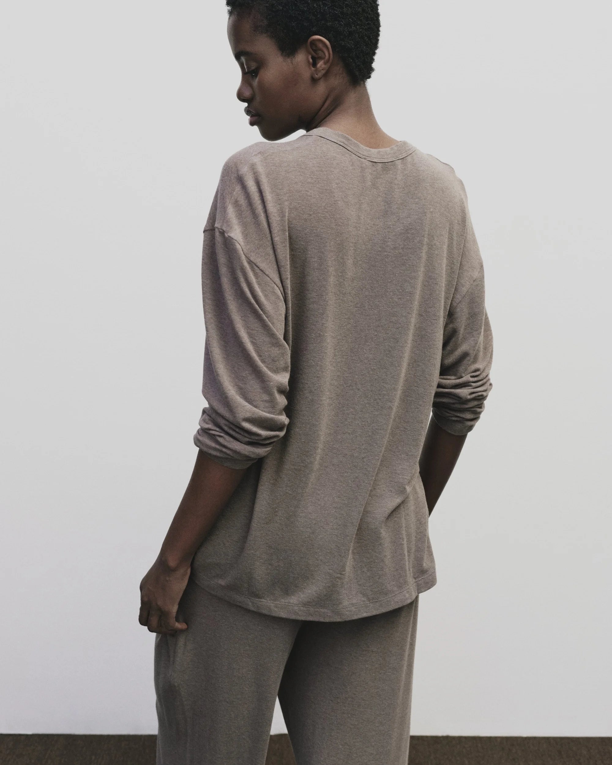Wool Cotton Jersey T-Shirt in Mocha, from Mijeong Park