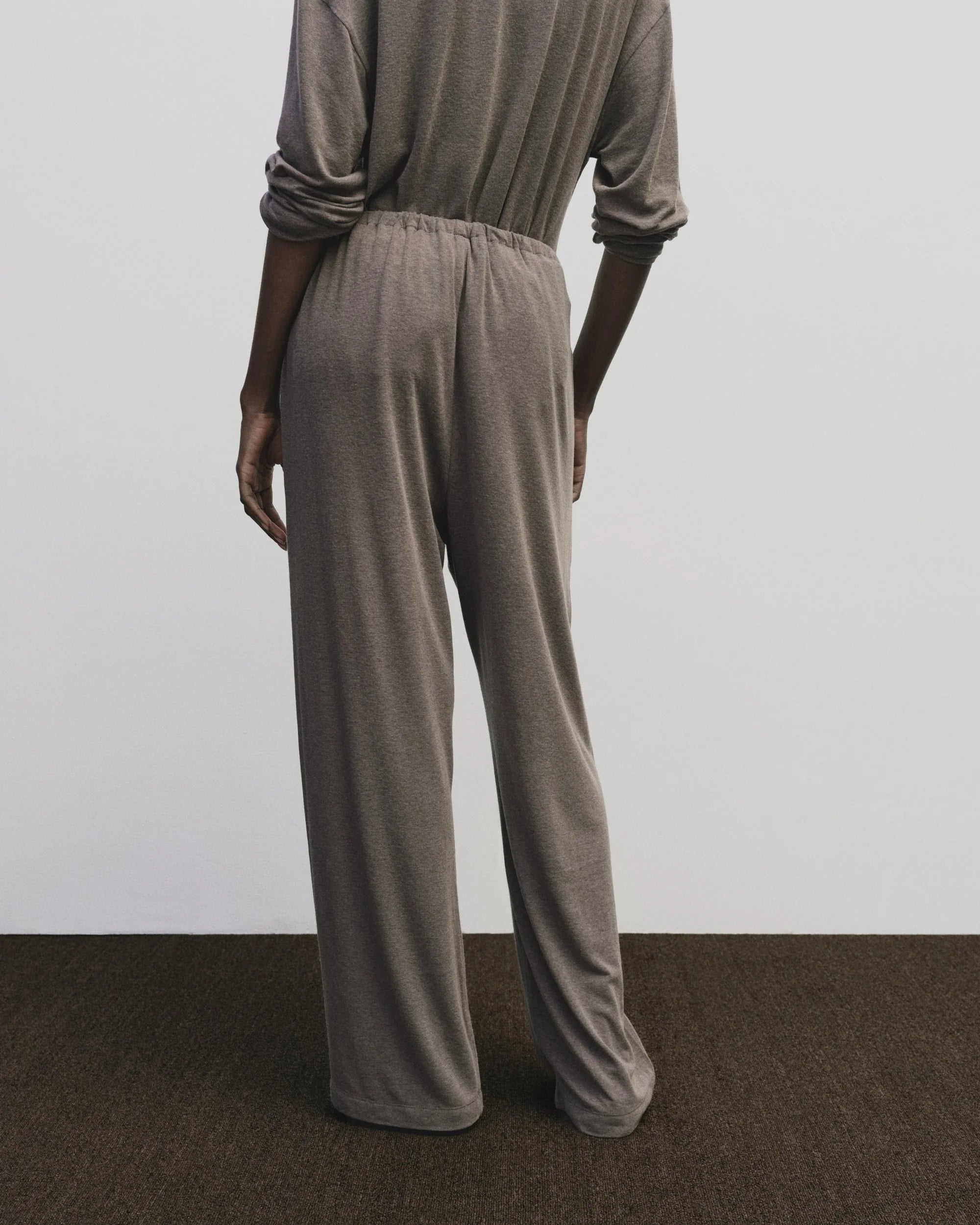 Wool Cotton Jersey Pants in Mocha, from Mijeong Park