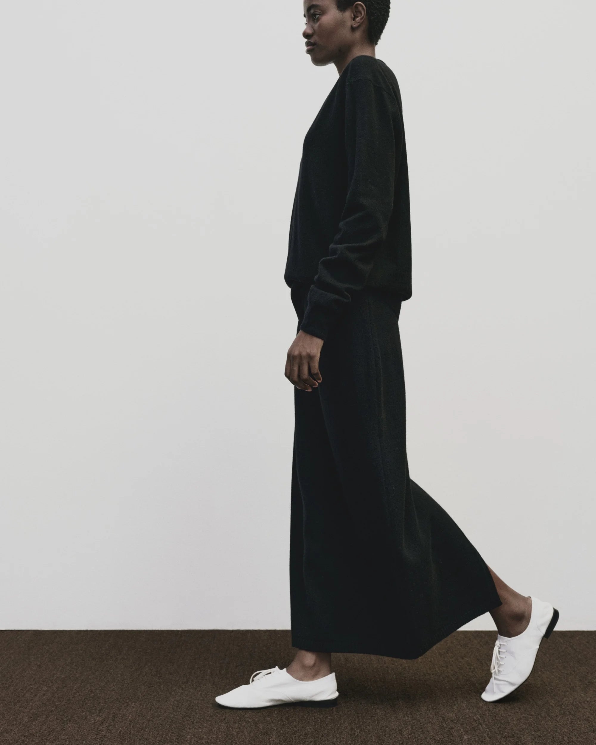 Cashmere Blend Knit Midi Skirt in Black, from Mijeong Park