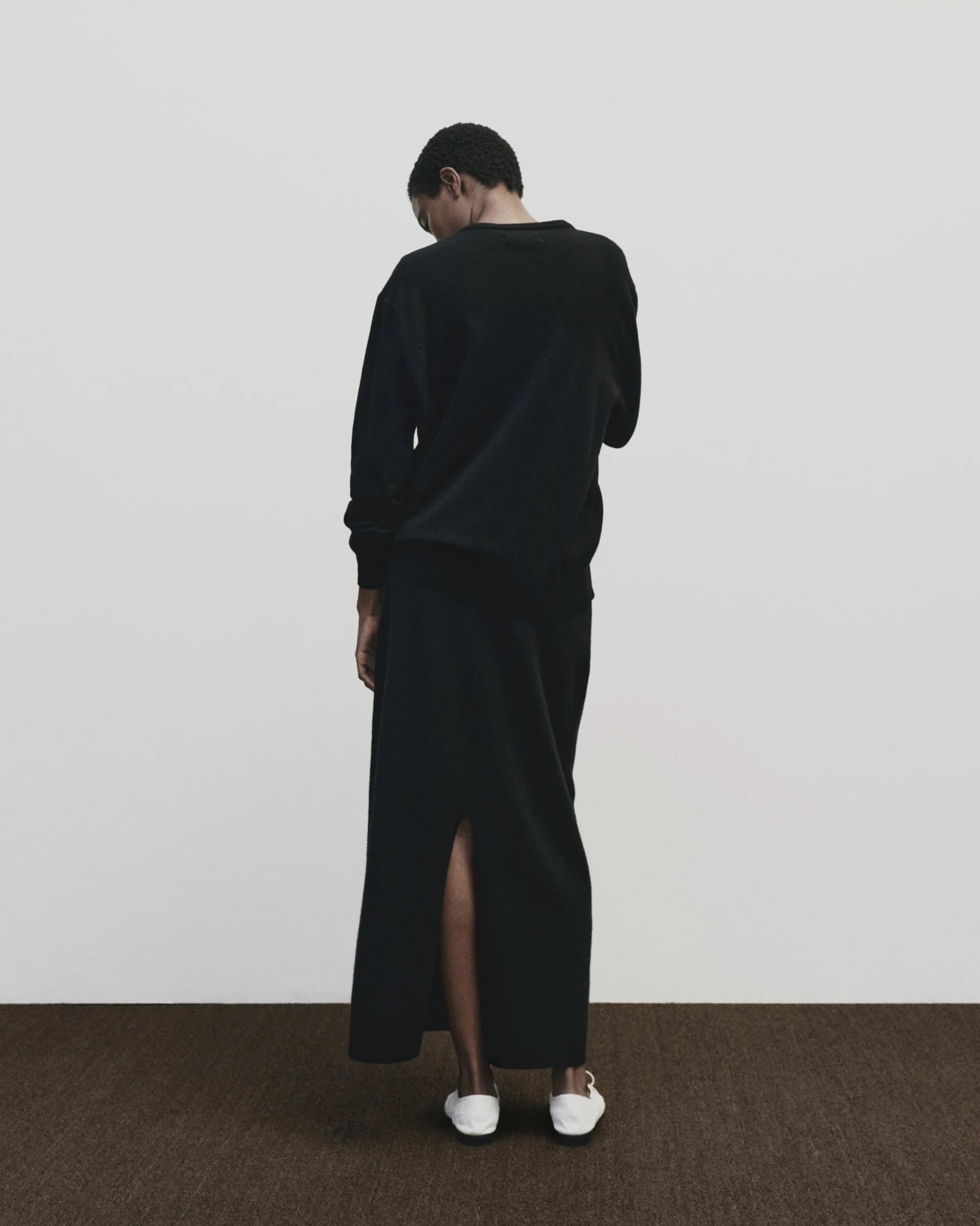 Cashmere Blend Knit Midi Skirt in Black, from Mijeong Park