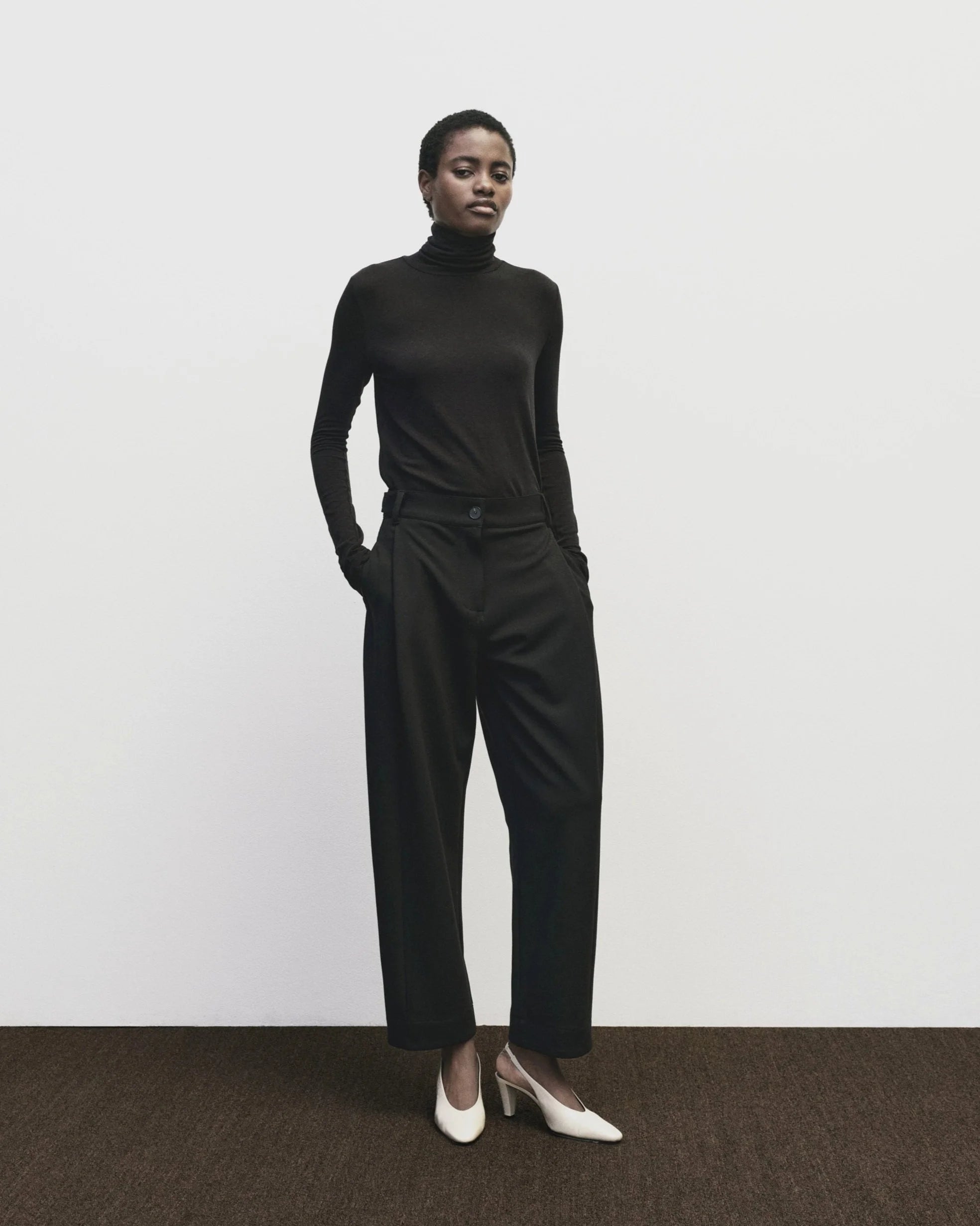 Roll Neck Jersey Top in Black, from Mijeong Park