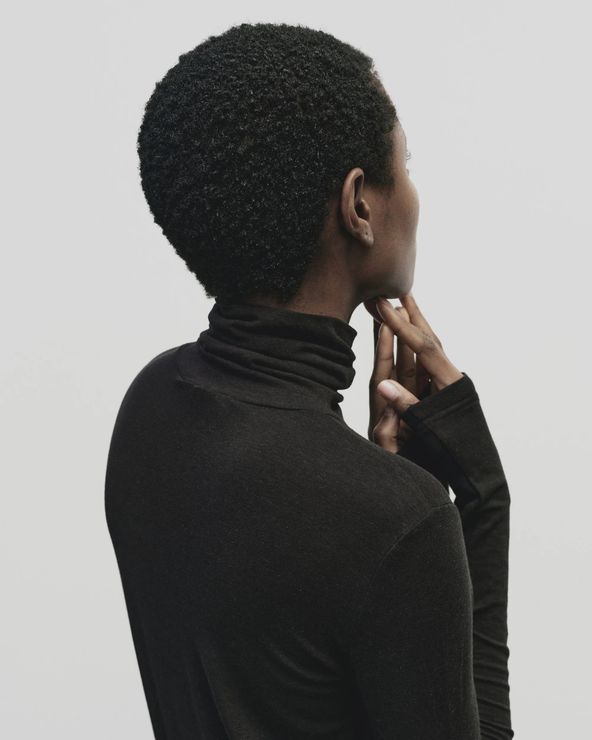 Roll Neck Jersey Top in Black, from Mijeong Park