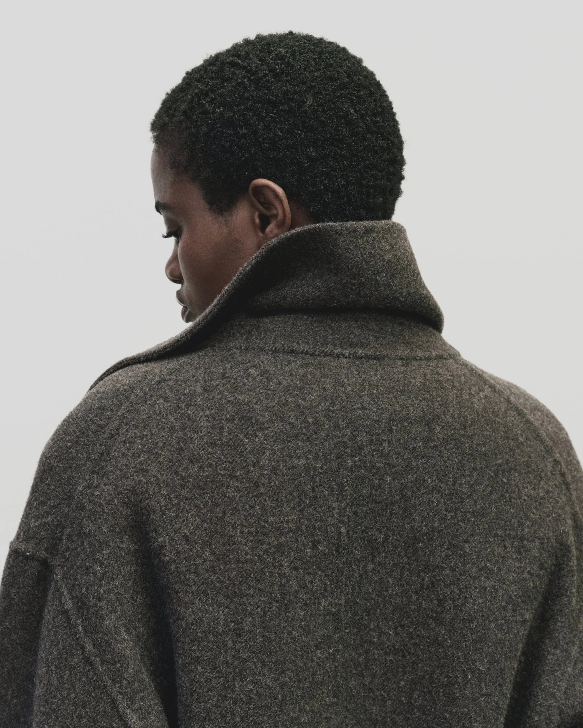 Handmade Belted Wool Coat in Brown, from Mijeong Park