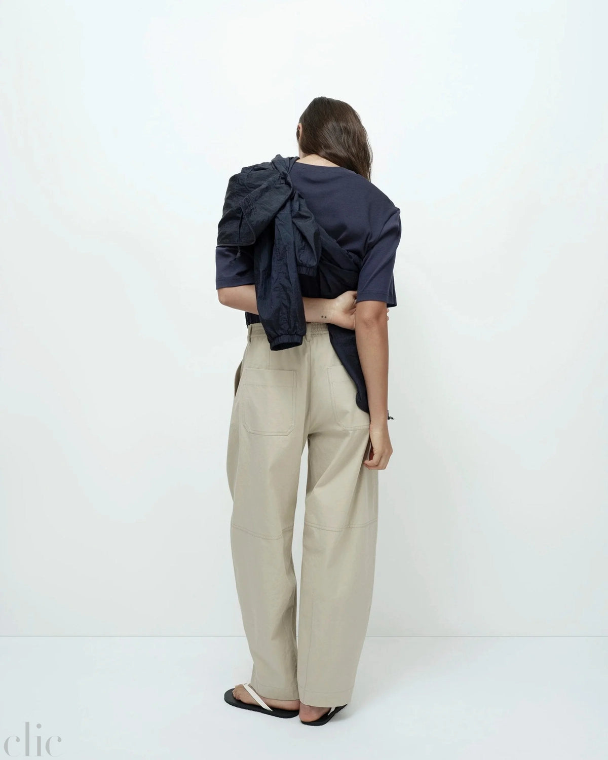 Cotton Barrel-Leg Pants in Beige, from Mijeong Park