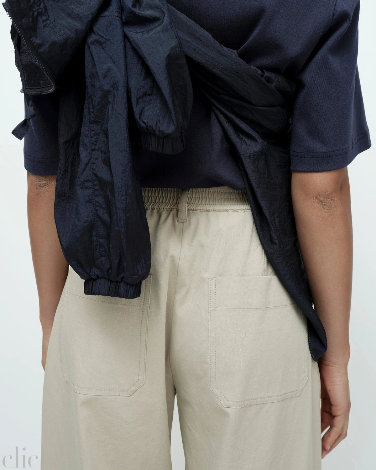 Cotton Barrel-Leg Pants in Beige, from Mijeong Park