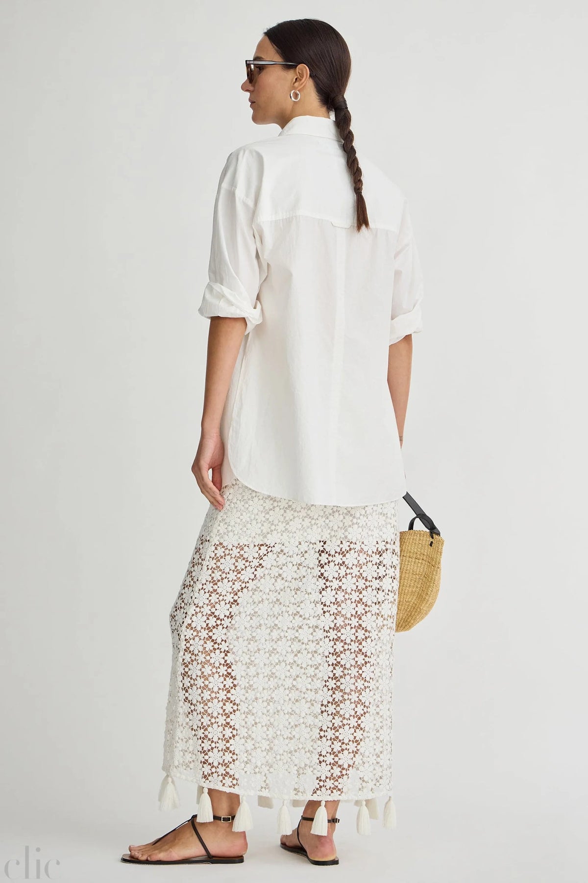 Valeska Tassel Column Skirt in Cream, from Apiece Apart