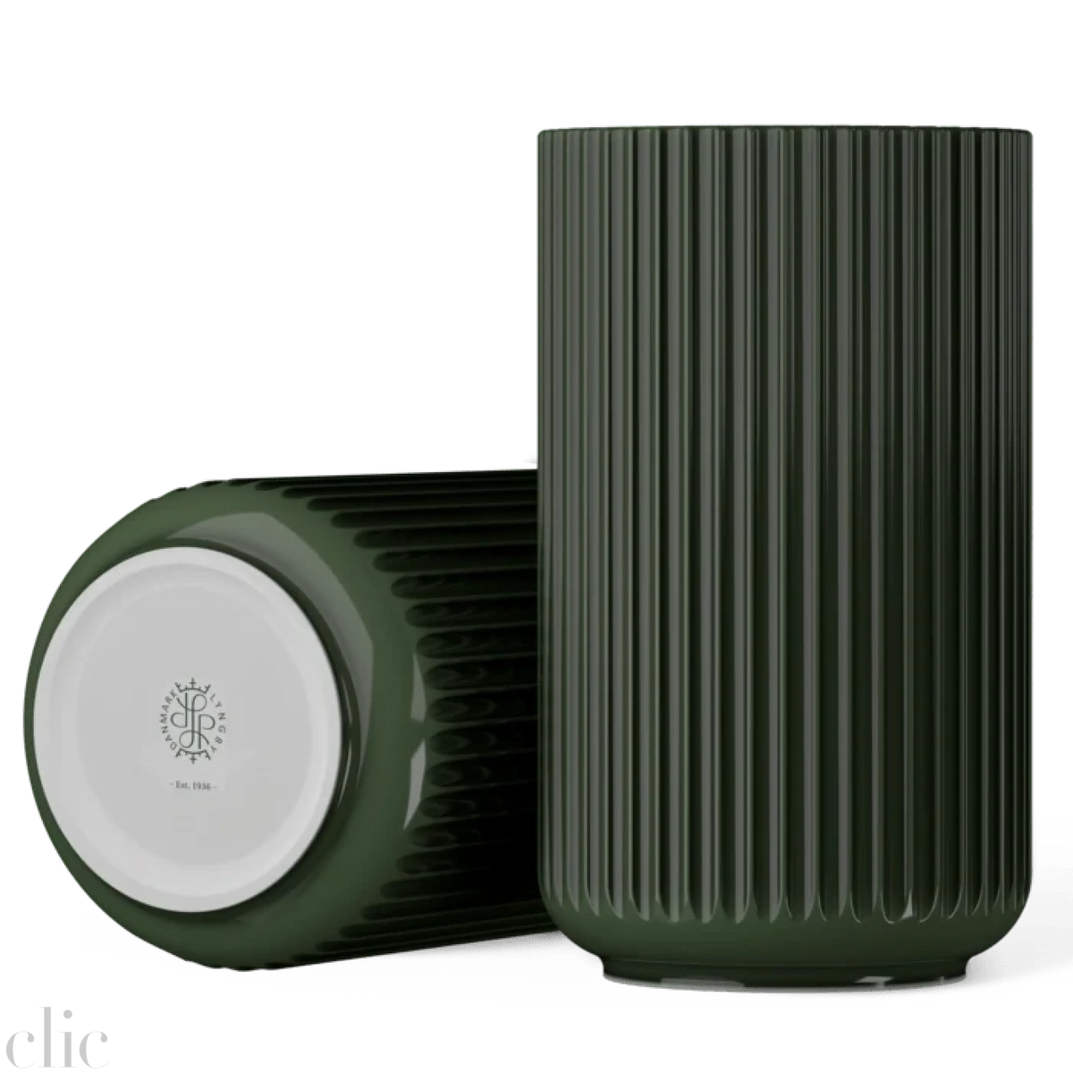 Lyngby Vase 12.2" in Dark Green, from Lyngby Porcelaen