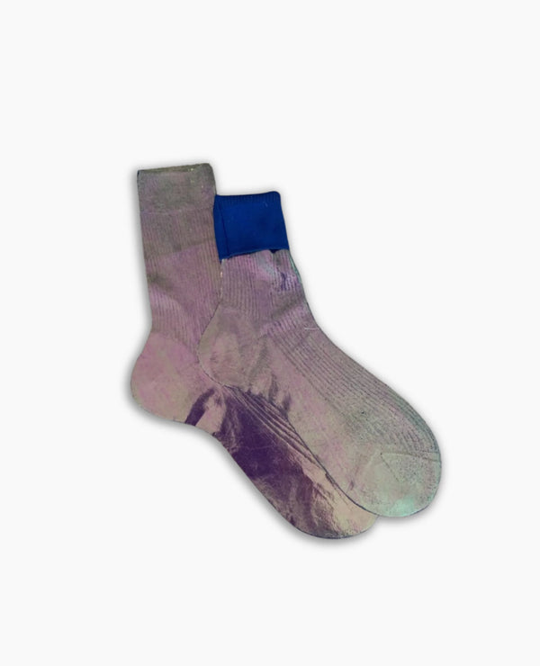 Cangiante Ribbed Socks in Bluette, from Maria La Rosa