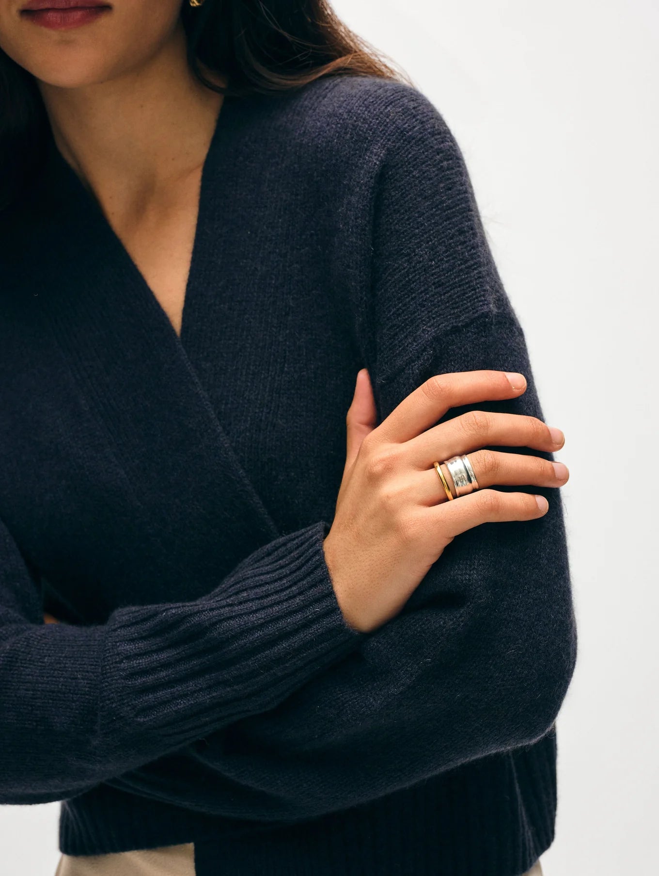 Cashmere Open-Front Cardigan in Deep Navy, from White and Warren