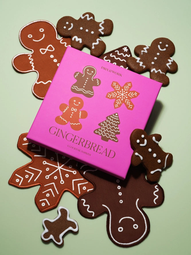 Set of 4 Ginger Bread Cocktail Napkins, from Piecework