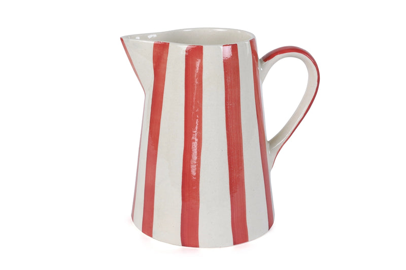 Ceramics Stripe Pitcher in Red, from Casa Amarosa