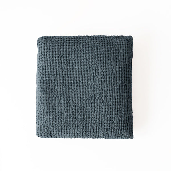 Waffle Throw in Beige and Grey Blue, from Magic Linen