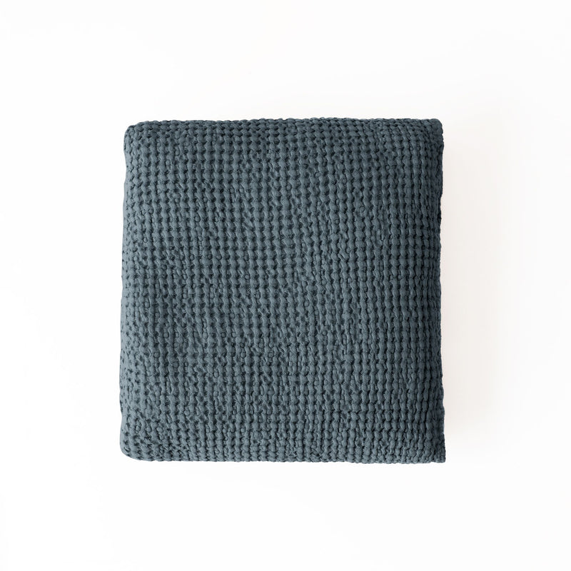 Waffle Throw in Beige and Grey Blue, from Magic Linen