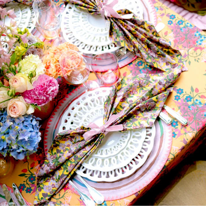 Set of Six Napkins in Romace is Dead Yellow, from Sophie Williamson Design