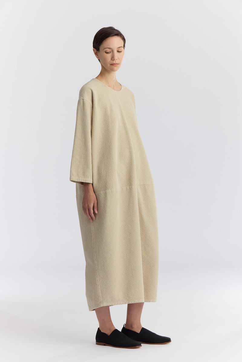 Corduroy Radient Dress in Ivory, from Black Crane