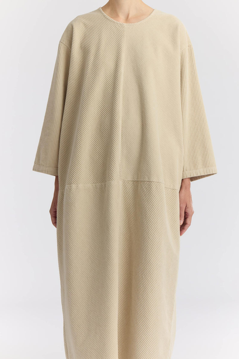 Corduroy Radient Dress in Ivory, from Black Crane