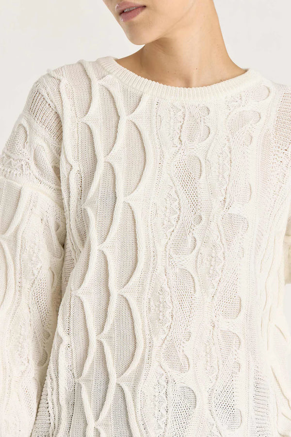 Cable Summer knit Top in Ivory, from Black Crane