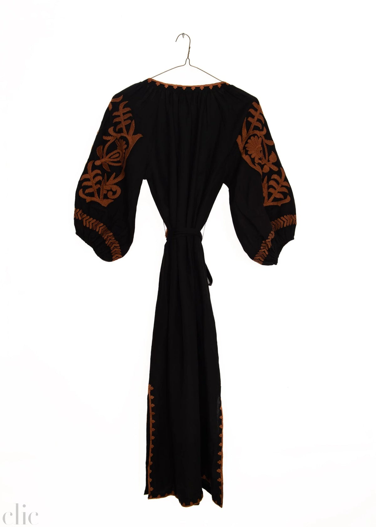 Vita Fleur Puff Veronica Dress in Black and Brown, from Benaras by Citrus