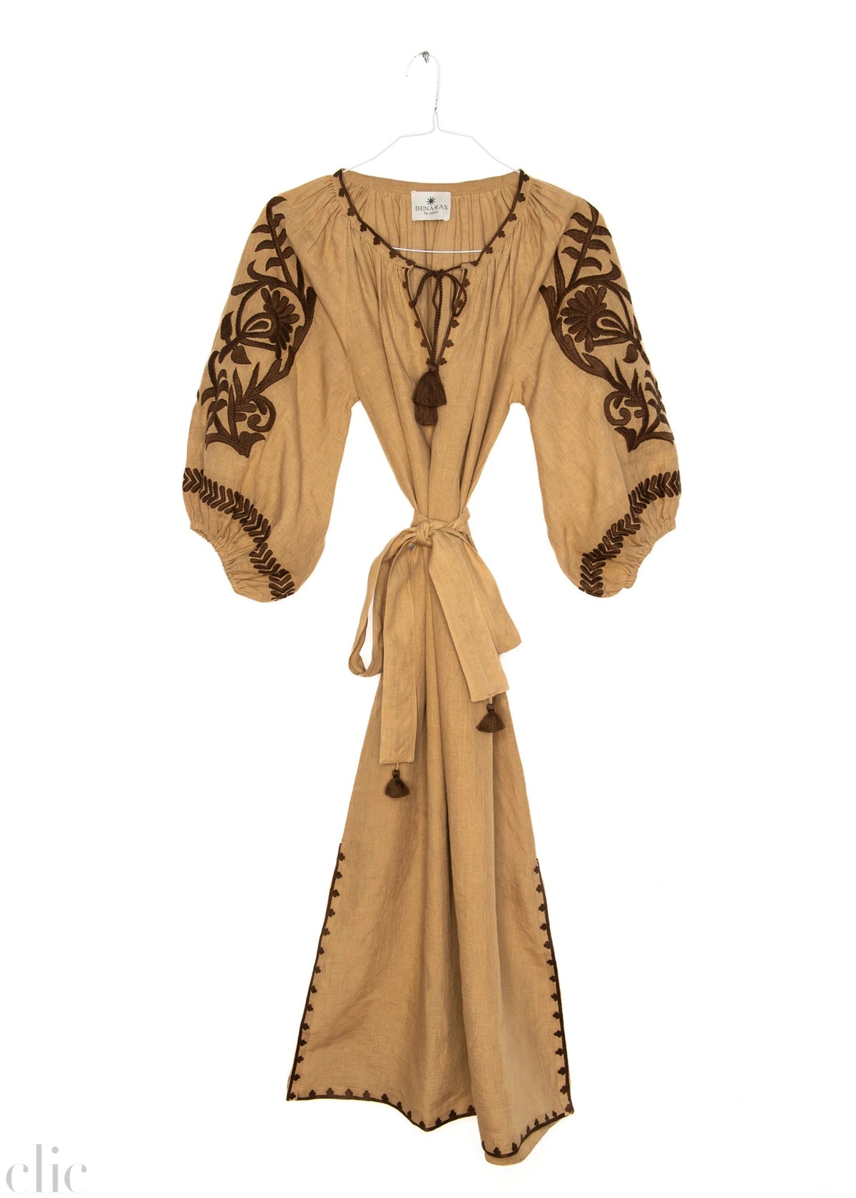 Vita Fleur Puff Veronica Dress in Dark Beige, from Benaras by Citrus